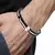 Mens Black Fibre CZ Stainless Steel Oval Openable Kada Bracelet