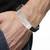 stainless steel CZ cluster rhodium rubber strap wrist band bracelet