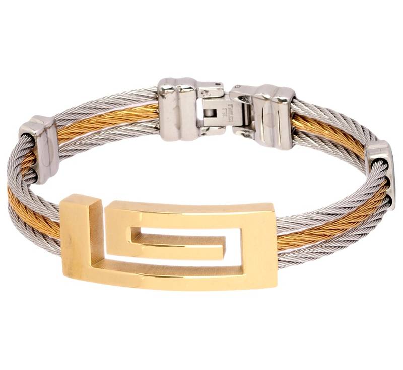 Surgical Stainless Steel Gold Plated Openable Bracelet Kada for Men
