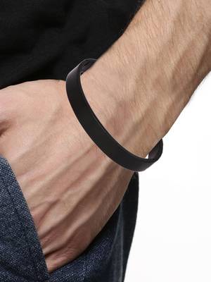 Surgical Stainless Steel Matte Black Oval Macho Kada Bracelet for Men 3