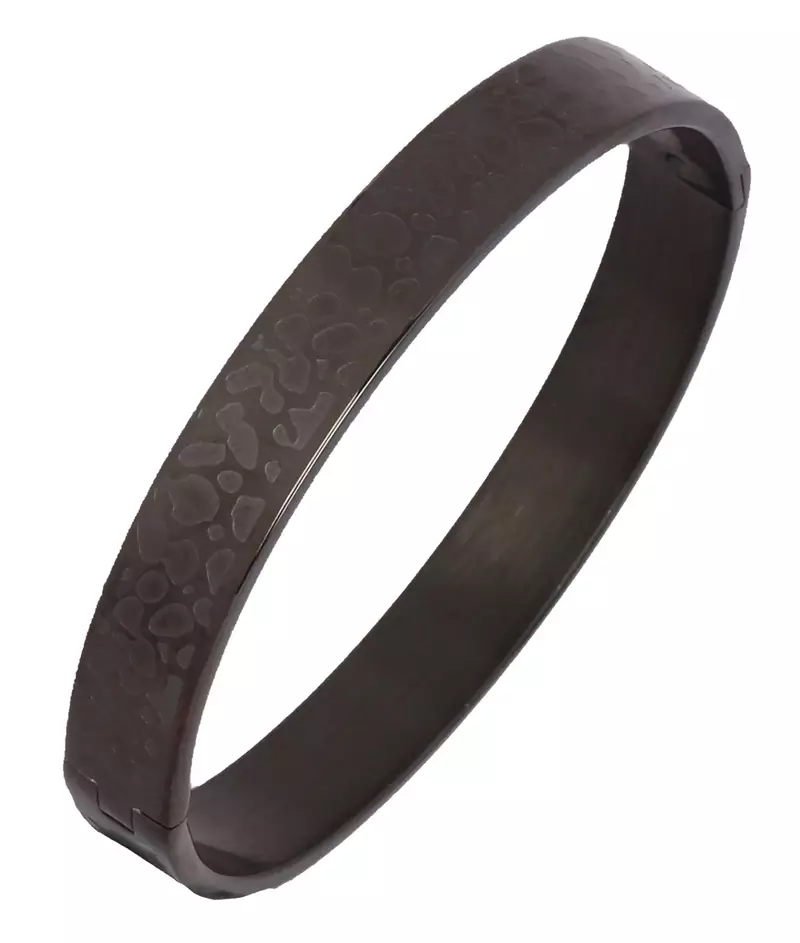 Surgical Stainless Steel Designer Black Oval Macho Kada Bracelet for Men