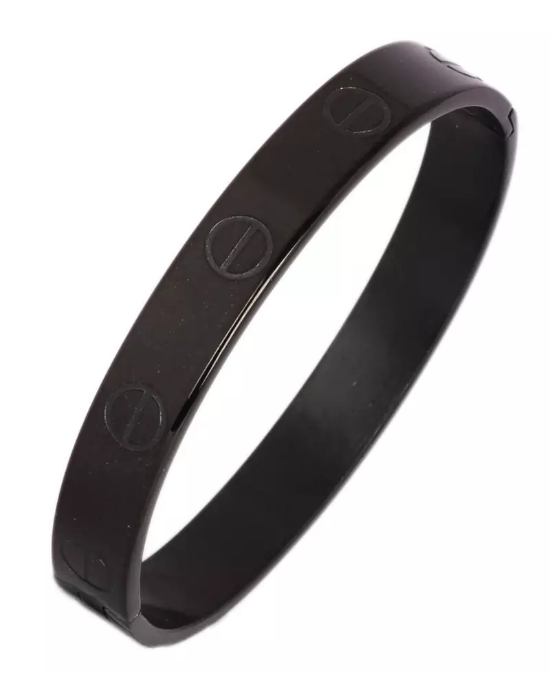 Surgical Stainless Steel Screw Black Oval Macho Kada Bracelet for Men