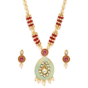 Green pearl necklace-sets 1