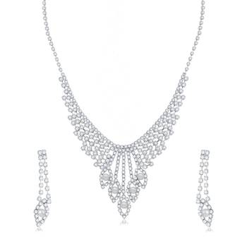 Silver diamond necklace-sets 1