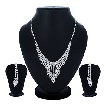 Silver diamond necklace-sets 3
