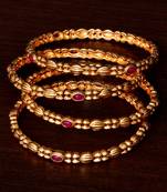 Gold Plated Ruby Stone Embellished Designer Bangles BD384