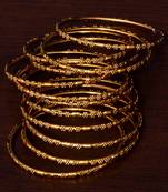 Gold Plated Set of 12 Designer Bangles BD385