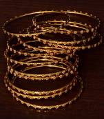 Gold Plated Set of 12 Designer Bangles BD386