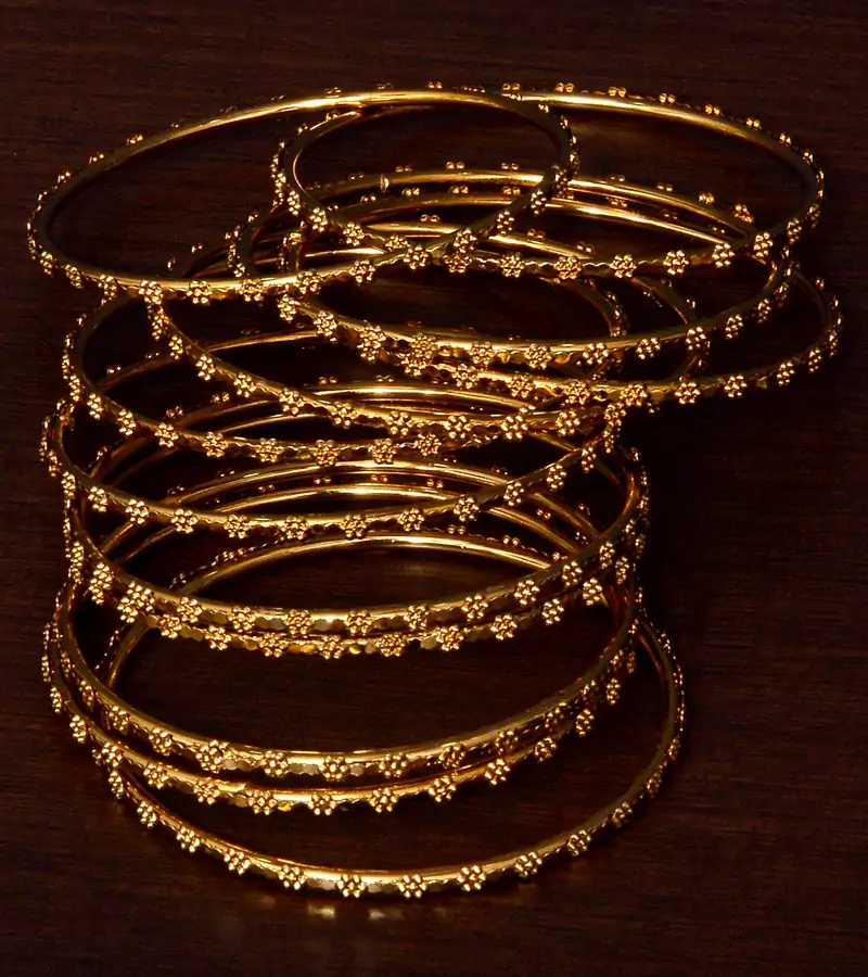 Gold Plated Set of 12 Designer Bangles BD386