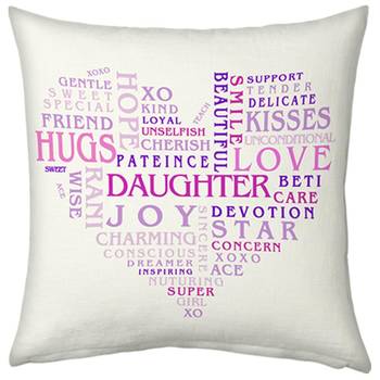 Heart Shape Word Print Cushions Pair For Daughter 2