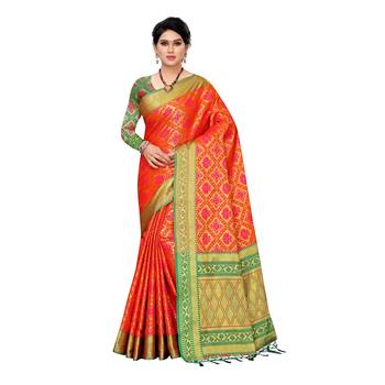 Multicolor woven Banarasi Art Silk saree with blouse 1