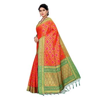 Multicolor woven Banarasi Art Silk saree with blouse 2