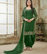 Green embroidered art silk salwar