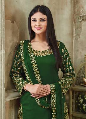 Green embroidered art silk salwar 2