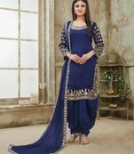 Blue embroidered art silk salwar