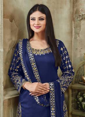 Blue embroidered art silk salwar 2