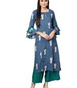 Blue printed rayon kurtas-and-kurtis