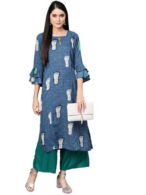 Blue printed rayon kurtas-and-kurtis 3
