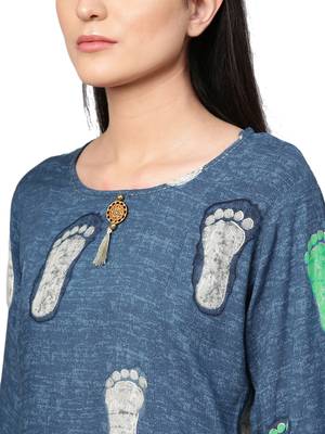 Blue printed rayon kurtas-and-kurtis 5