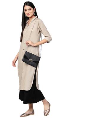 Beige printed rayon kurtas-and-kurtis 4