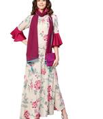 Magenta printed rayon long-kurtis