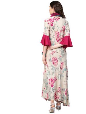 Magenta printed rayon long-kurtis 2