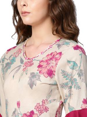 Magenta printed rayon long-kurtis 4