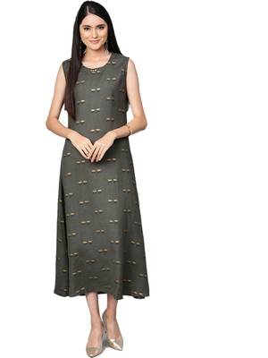 Grey printed rayon long-kurtis 4