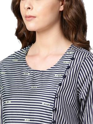 Navy-blue printed rayon long-kurtis 5