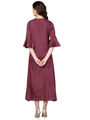 Maroon printed rayon long-kurtis 2