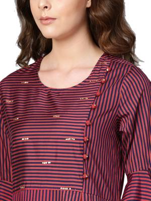 Maroon printed rayon long-kurtis 5