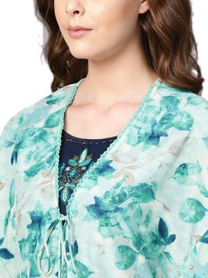 Navy-blue printed rayon long-kurtis 5