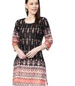 Grey printed cotton short-kurtis