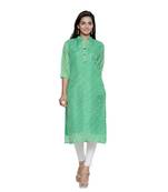 Green printed cotton ethnic-kurtis
