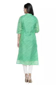 Green printed cotton ethnic-kurtis
