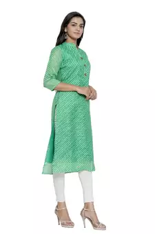 Green printed cotton ethnic-kurtis