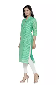 Green printed cotton ethnic-kurtis