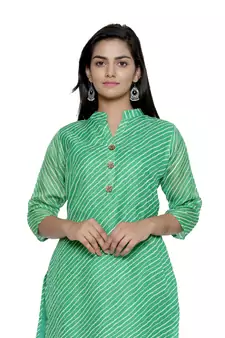 Green printed cotton ethnic-kurtis