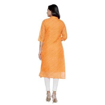 Orange printed cotton ethnic-kurtis 2