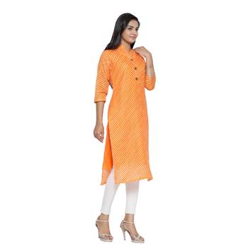 Orange printed cotton ethnic-kurtis 3