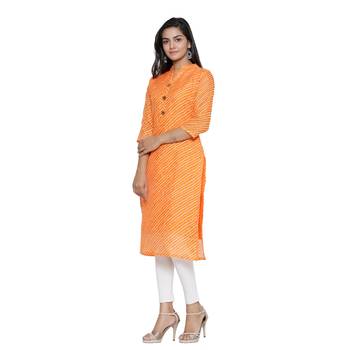 Orange printed cotton ethnic-kurtis 4