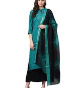 Teal plain rayon salwar