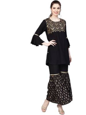 Black printed rayon salwar 1