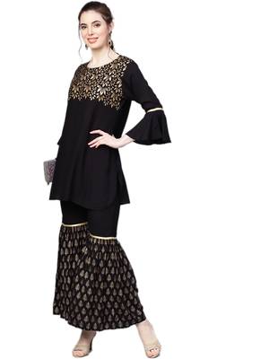 Black printed rayon salwar 3