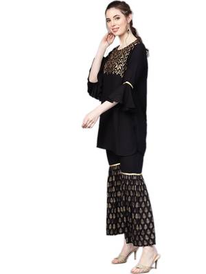 Black printed rayon salwar 4