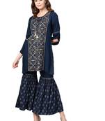 Navy-blue printed rayon salwar