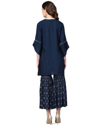 Navy-blue printed rayon salwar 2