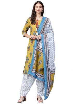 Olive floral print cotton salwar 1