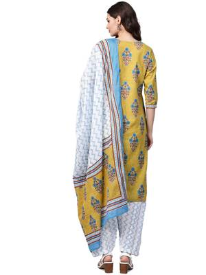Olive floral print cotton salwar 2