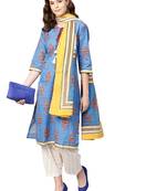 Blue floral print cotton salwar